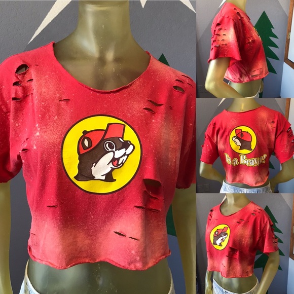 Custom Bleached Distressed Buc-ee’s Beaver Crop